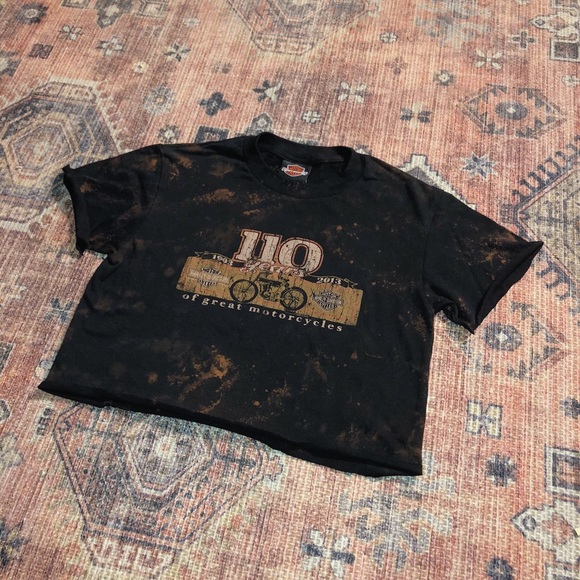 Harley-Davidson Tops - Retro Y2K Bleached Harley Davidson Crop Top